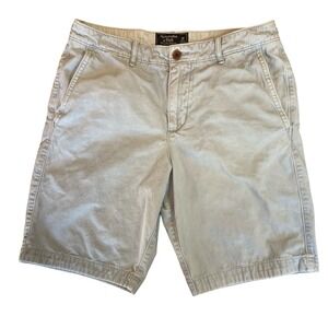 Abercrombie & Fitch Mens Size 31 Chino Light Gray Button Fly Pockets Shorts